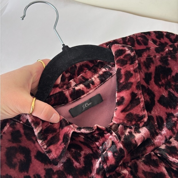 J. Crew Leopard Print Long Sleeve Velvet Button Down Shirt S/M - Picture 5 of 8